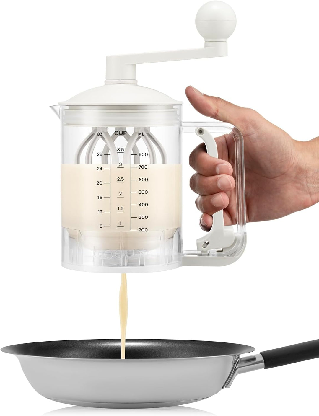 Bodum Pancake Teigmixer &amp; Spender BISTRO Weiss – Integrierte Messfunktion – Einfaches Ausgiessen, Ro