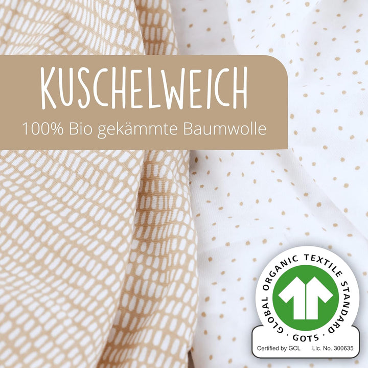 mimaDu - 2er Set Spannbettlaken GOTS 100% Bio-Baumwolle 75x35 cm auch für 70x32, 70x37, 70x30 Baby S