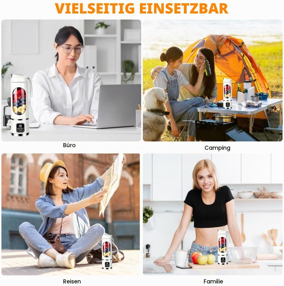 Tragbarer Mixer Smoothie Maker To Go, 450ml Portable Blender, USB Wiederaufladbarer Mini Mixer To Go