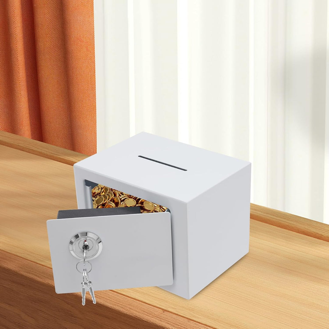 Tresor Safe mit Einwurfschlitz – Spartresor aus Stahl (4,6L) – Münzbetrieben, Mechanisches Schlüssel