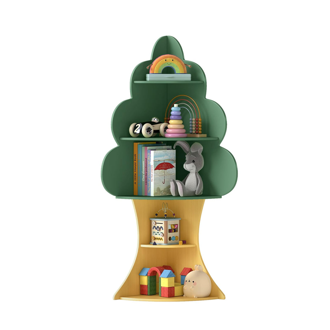 COSTWAY Bücherregal Kinder in Baumform, 5 Ebenen Kinderregal, Spielzeugregal aus Holz, Eckregal für