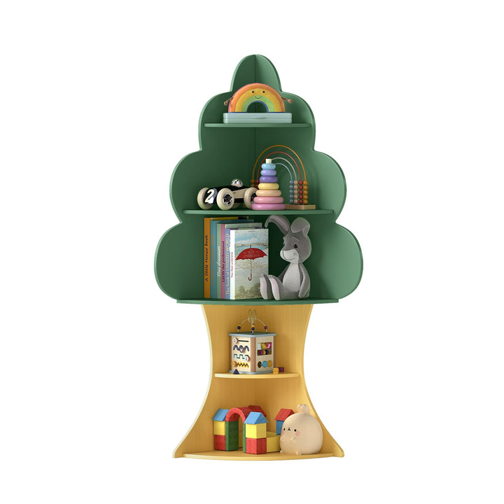 COSTWAY Bücherregal Kinder in Baumform, 5 Ebenen Kinderregal, Spielzeugregal aus Holz, Eckregal für