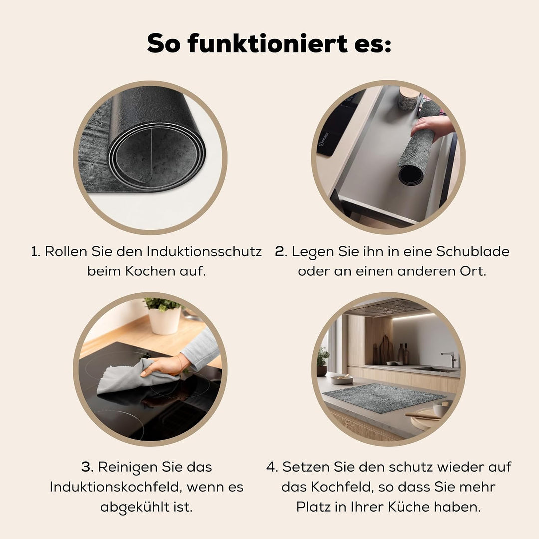 KitchenYeah© Herdabdeckplatte Einteilig Abdeckplatten Cerankochfeld Betongrau 51.5L x 76B cm, Betong