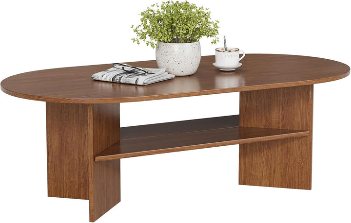 YOUDENOVA Couchtisch Ovaler Beistelltisch Holz Modern Wohnzimmertisch Coffee Table Klein Tisch für W