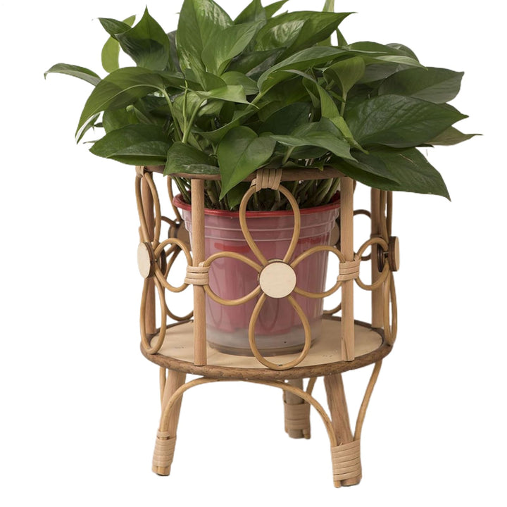 Rattan-Pflanzenständer Boho-Landhausstil Geflochtene Beine, L