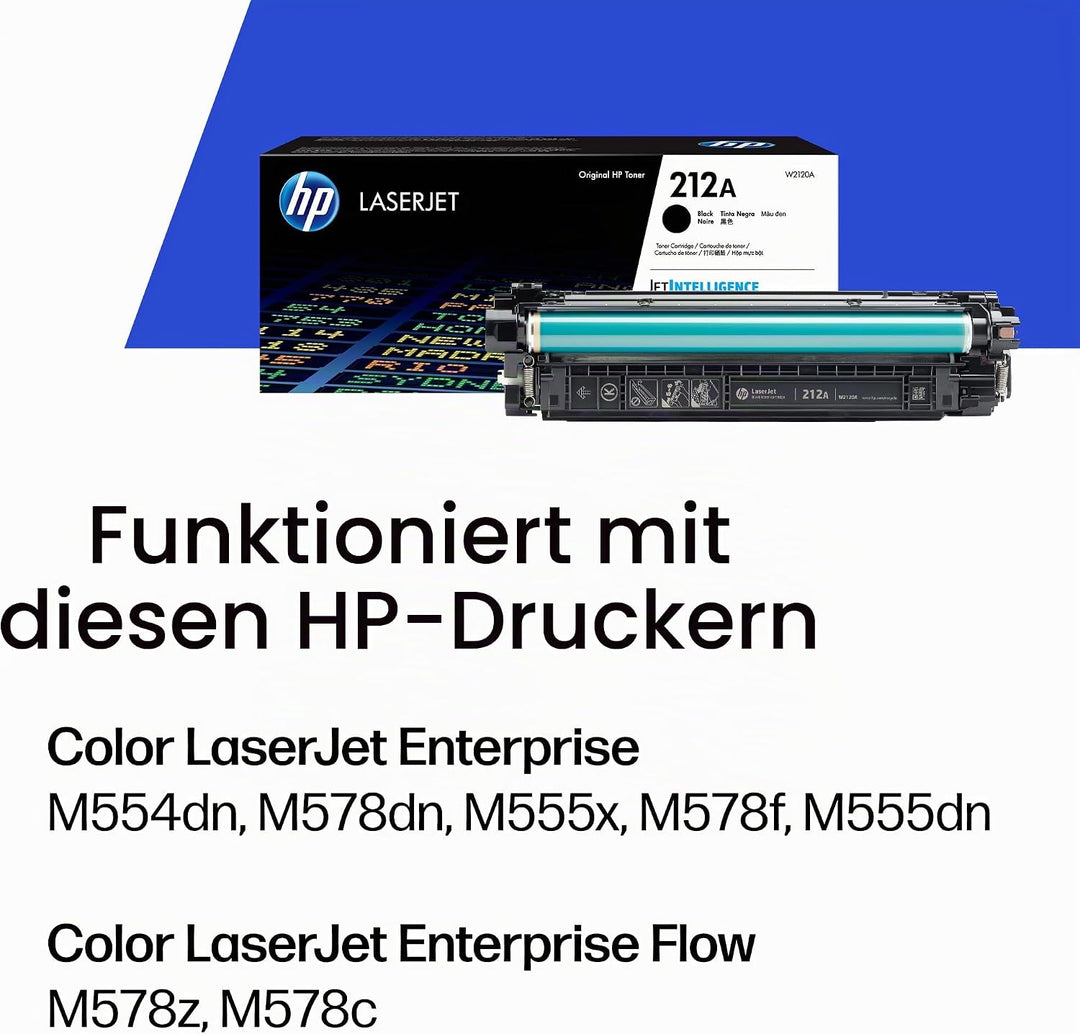 HP 212A (W2120A) Schwarz Original Toner für HP Color LaserJet Enterprise M554, M555, M578 Standard S