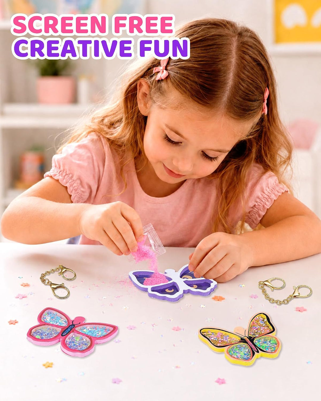 EPUMP Shaker Schlüsselanhänger Bastelset Kinder DIY ab 4 Jahren Flower, Flower