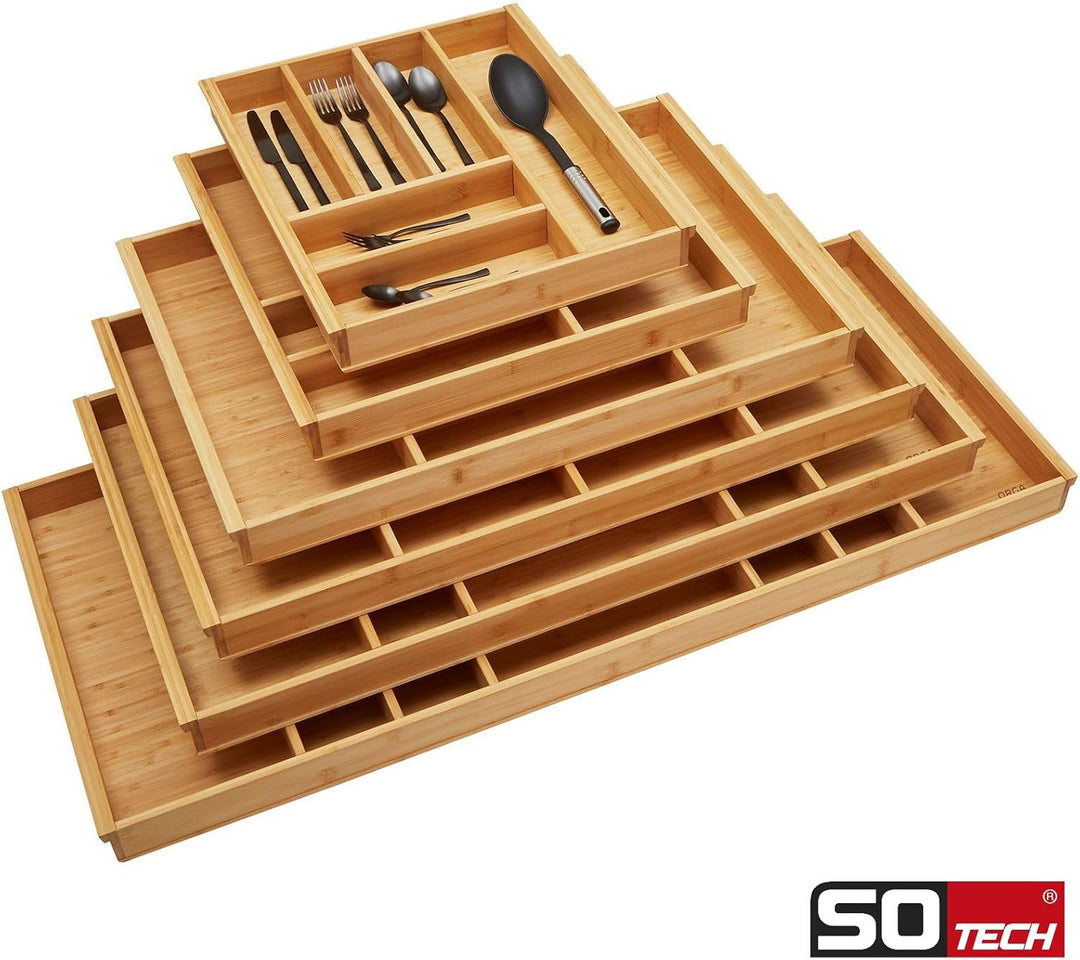 Orga-Box 3 BAMBUS Besteckeinsatz für 50er Schublade 473 x 397 mm Für 50er Korpus, Für 50er Korpus