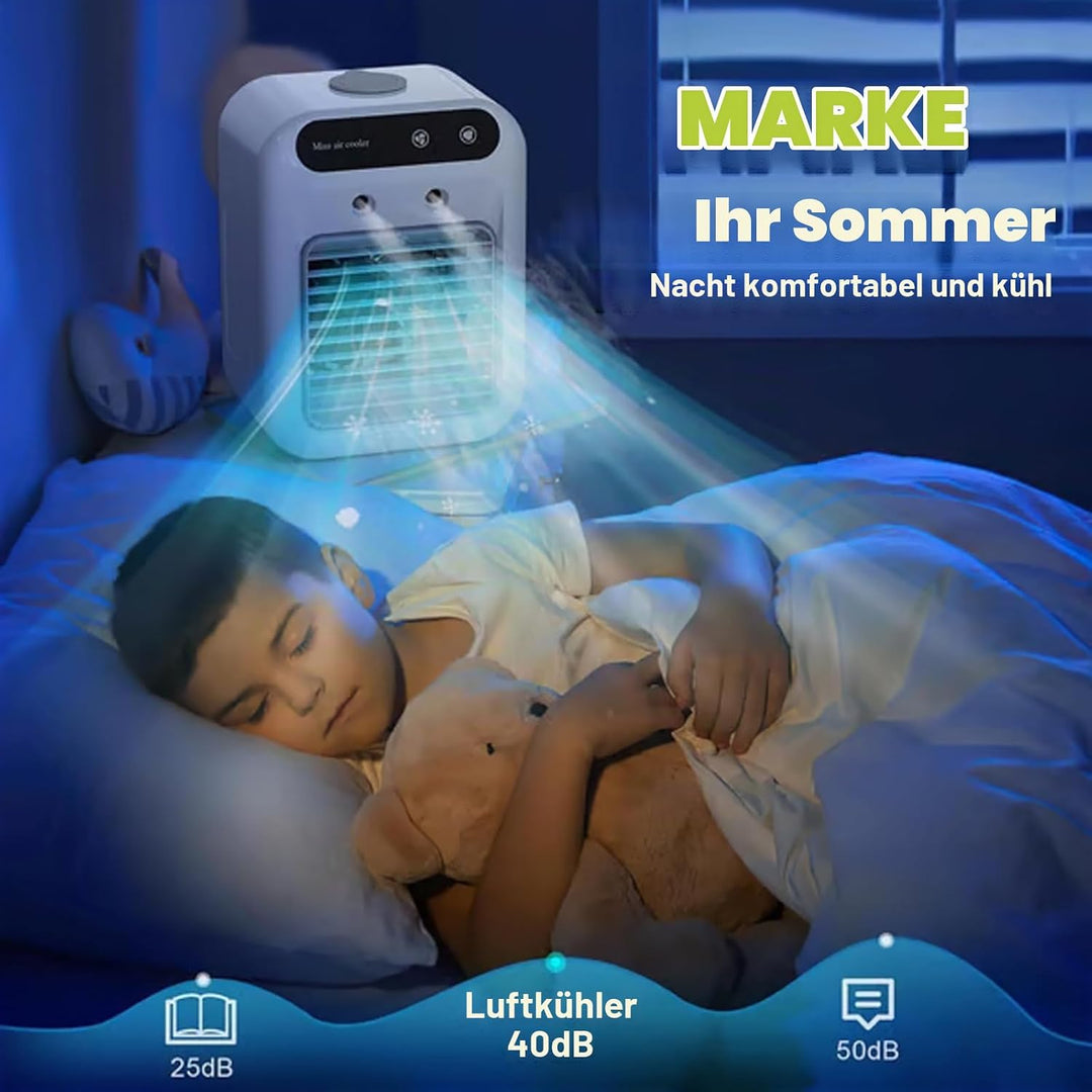 Mobile Klimaanlage, Tragbare Luftkühlgerät, Mini Klimaanlage Akku Portable, 2 Lüftungsstufen &amp; 2 Spr