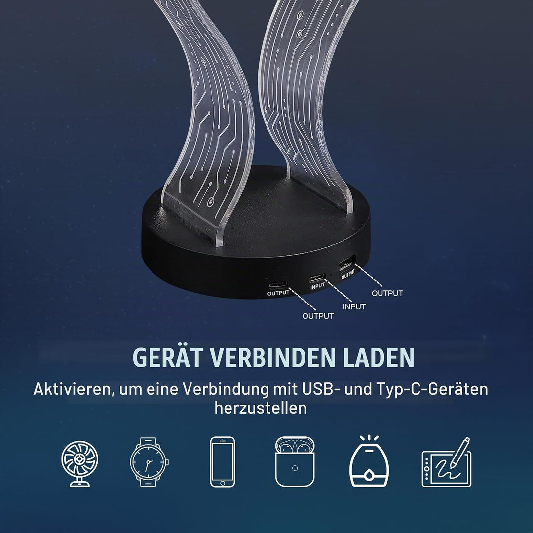 Ammonite Light Up Headphone Stand, 16 Farbe leuchtet Gaming Schreibtisch Accessoire mit 1 USB-Ladean
