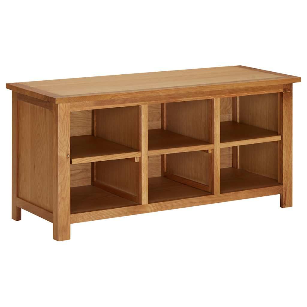 Schuhregal 90x37x45 cm aus massivem Eichenholz mit sechs Fächern, schmaler Ablageschrank, platzspare