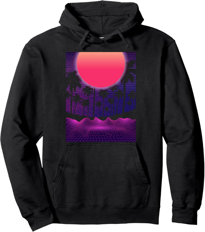 Retro Synthwave 1990er Aesthetic 80er Palmen Vaporwave Pullover Hoodie