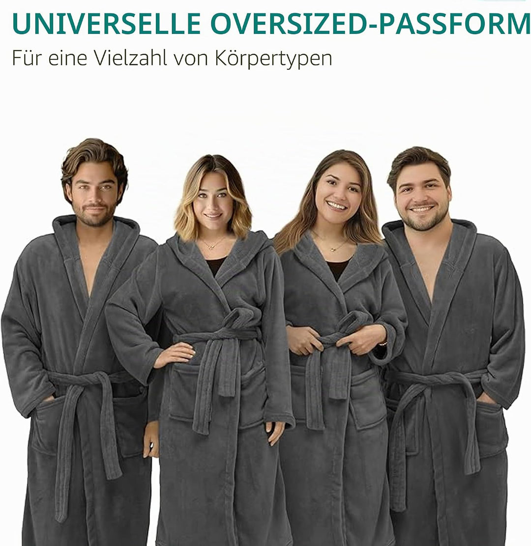 HOMELEVEL Bademantel Morgenmantel Unisex - kuschelweicher Reisebademantel Saunamantel - Mikrofaser M