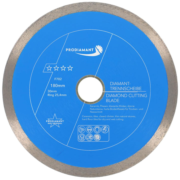 PRODIAMANT Profi Diamant-Trennscheibe PRORIM 180 mm x 30/25,4 mm kein ausbrechen bei glasierten Flie