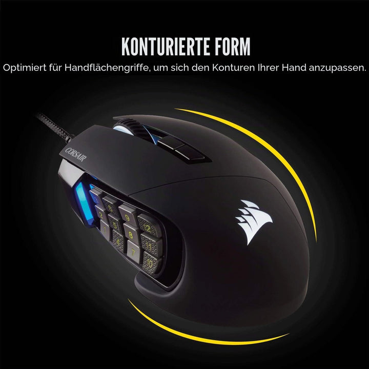 Corsair, USB, Scimitar Pro RGB – MMO Gaming Maus – 16.000 DPI optischer Sensor – 12 programmierbare