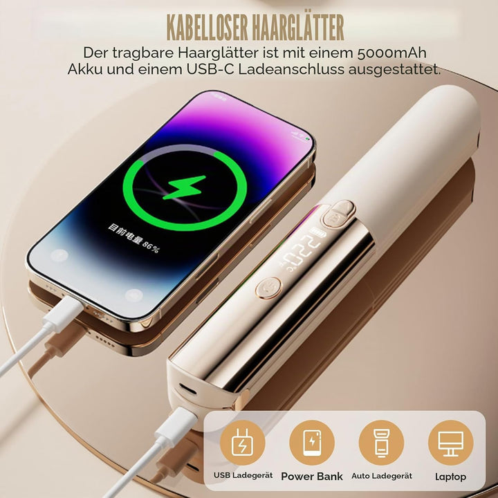 Mini Glätteisen, Air Haarglätter, Ionen Air Glätteisen, Tragbarer Reise-Haarglätter, LCD-Display, 16