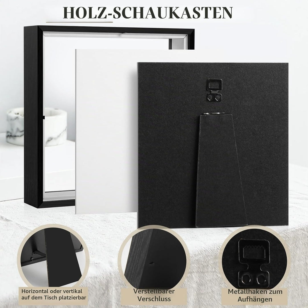 FoiiLiio 2 Stück 3D Bilderrahmen zum Befüllen 30x30cm,3D Rahmen für Objekte Tiefer 3cm,Tief 3D Objek