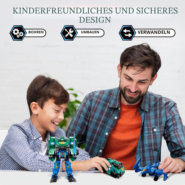 2 in 1 Transforming Roboter Stego Blast Wing, 7,28 Zoll, Roboter Spielzeug für Kinder, Chariot und T