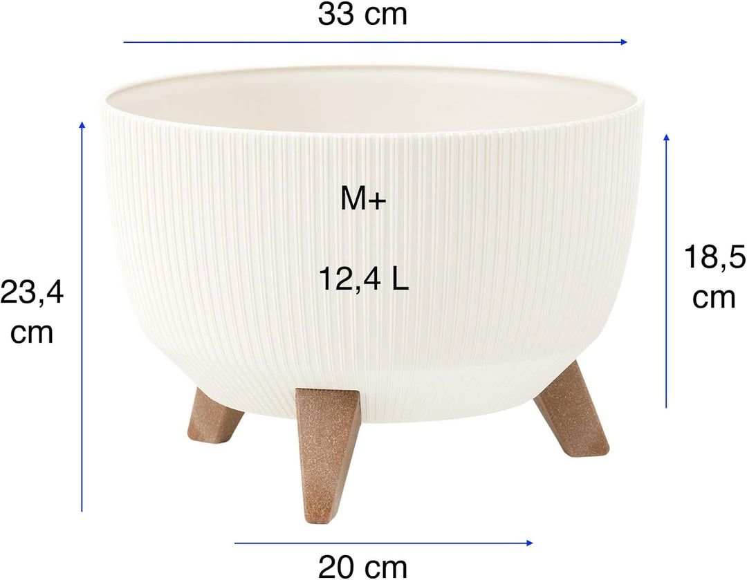 MELTOM Blumentopf Schale mit Füssen Einsatz Kräutertopf Übertopf Pflanzschale Eco Recycled (Creme, M