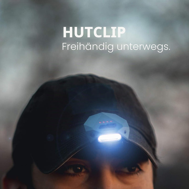 NEBO Einstein Cap Light Kopftaschenlampe - Wiederaufladbare Stirnlampe mit Wellenaktivierung - Für O