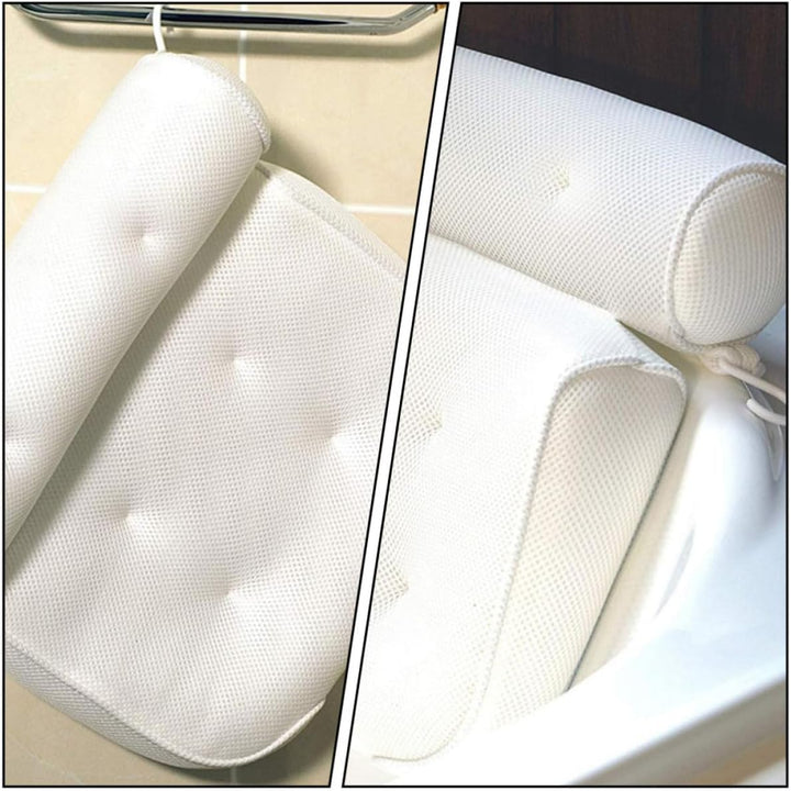 Badewannenkissen mit 6 Saugnäpfen, 3D-netzgewebe, Weiss