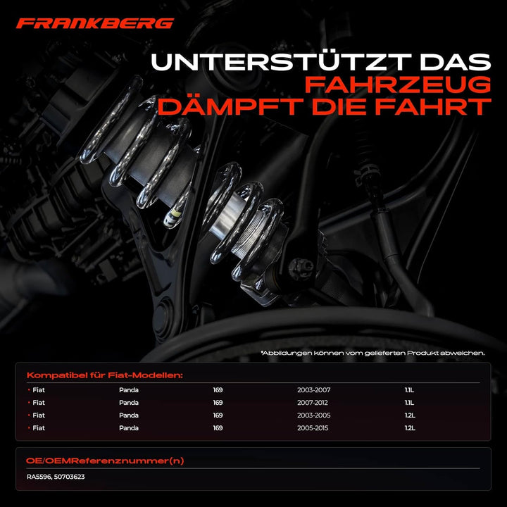 Frankberg 2x Federn Fahrwerksfeder Hinterachse Kompatibel mit Panda 169 Schrägheck 2003-2015 Replace