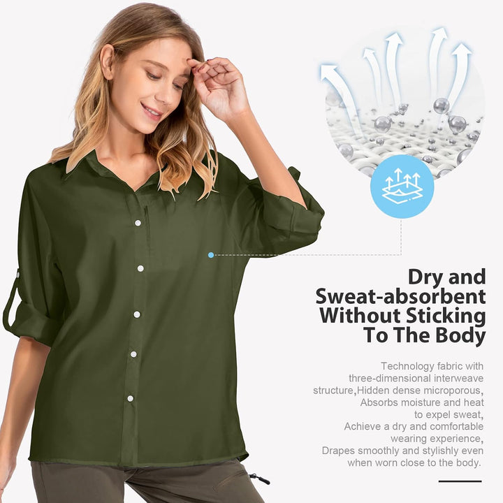 yeyity Damen Hemdbluse UV Schutz Langarmshirt Damen Schnell Trocknende Sport Shirts Wandershirt Safa