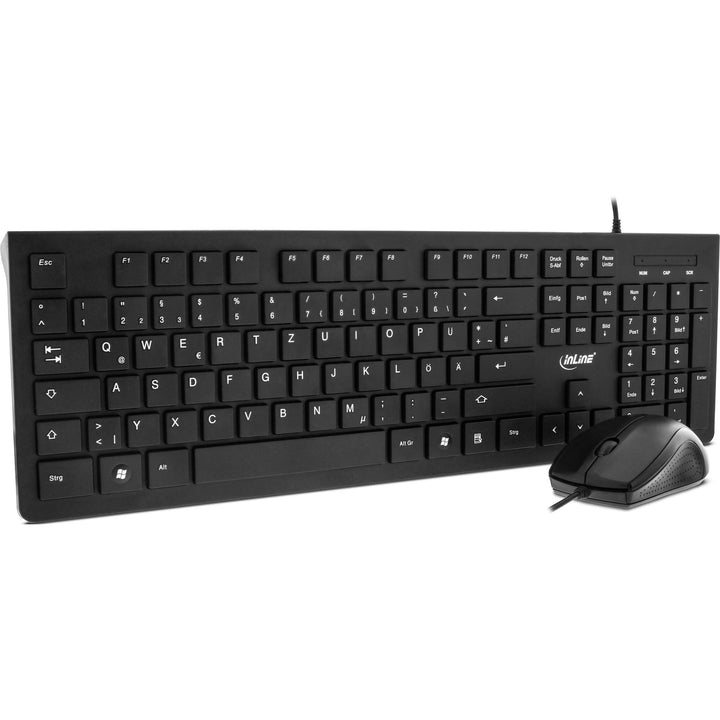 InLine Basic DesktopTastatur-Maus Set (USB-Kabel, Standard DE Layout, optisch 1200 DPI) schwarz 1 Se