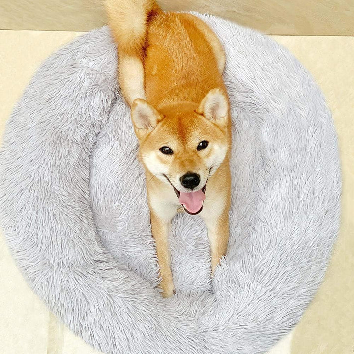Katzenbett Rund, 60CM Katzenbett Flauschig Haustierbett Waschbar Hundebett Weiches Plüsch Katzenkörb