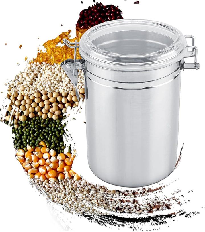 Kaffeebohnen Behälter, 1800ml Kaffeebohnen Aufbewahrung Edelstahl, Kaffeedose Für Gemahlenen Kaffee,