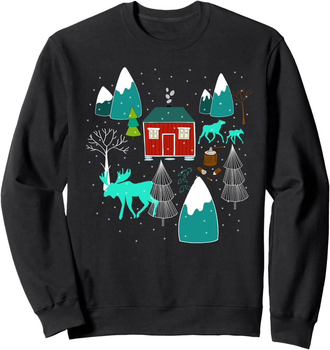 Elch Familie im Norwegischen Winter Sweatshirt