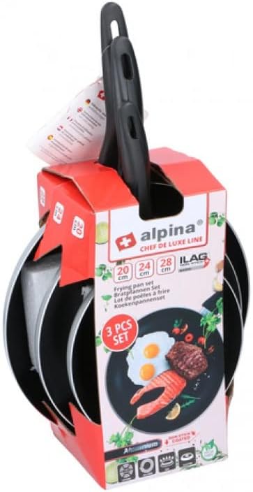 Bratpfannenset 3 teilig 20cm 24cm 28cm Aluminium Antihaftbeschichtet geeignet für Ceranfeld Halogen