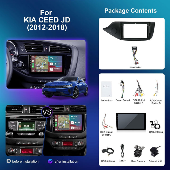 [Eingebaut DAB] - Android 15 IPS Autoradio für Kia CEE&