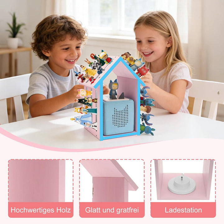 Taladad Regal kompatibel für Tonie Box 2/1,Tonie Figuren Regal, für Tonies und Toniebox Rosa, Rosa