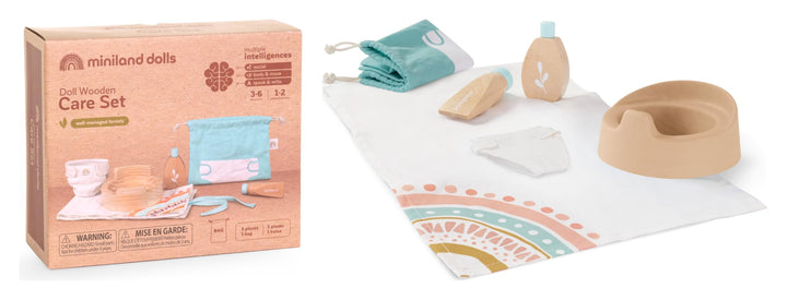 Miniland 94061 Hygiene-Set aus Holz für Puppen