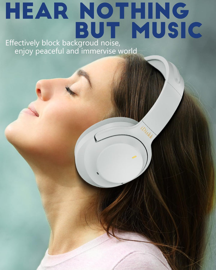 iDiskk ANC Hybrid-Kopfhörer Mit Aktiver Geräuschunterdrückung, Kabellose Bluetooth-Over-Ear-Kopfhöre