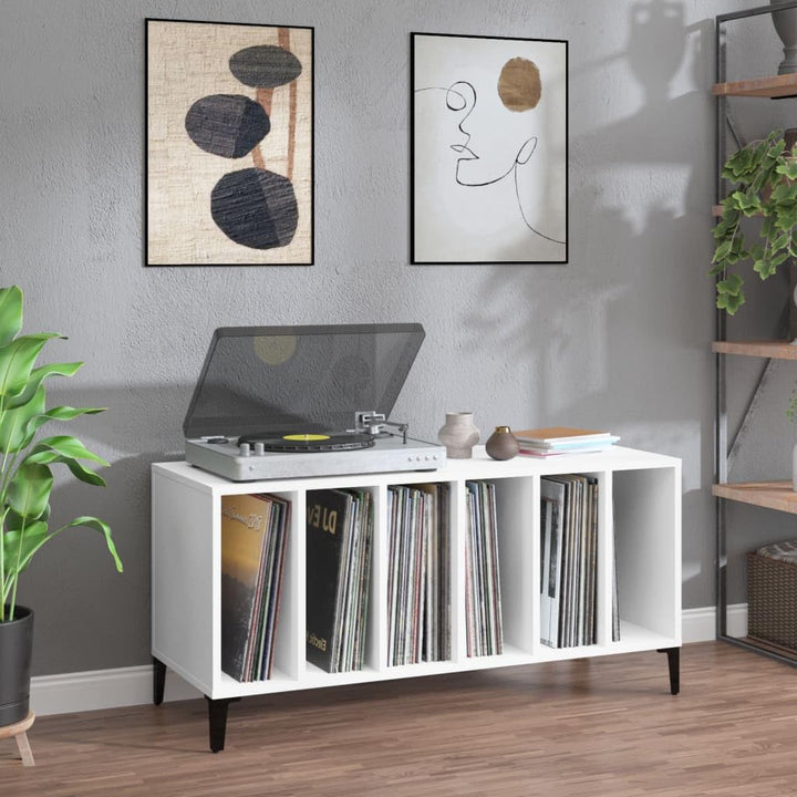 Homgoday Schallplattenschrank, weiss, 100 x 38 x 48 cm, Holzwerkstoff, Vinyl-Schallplattenaufbewahru