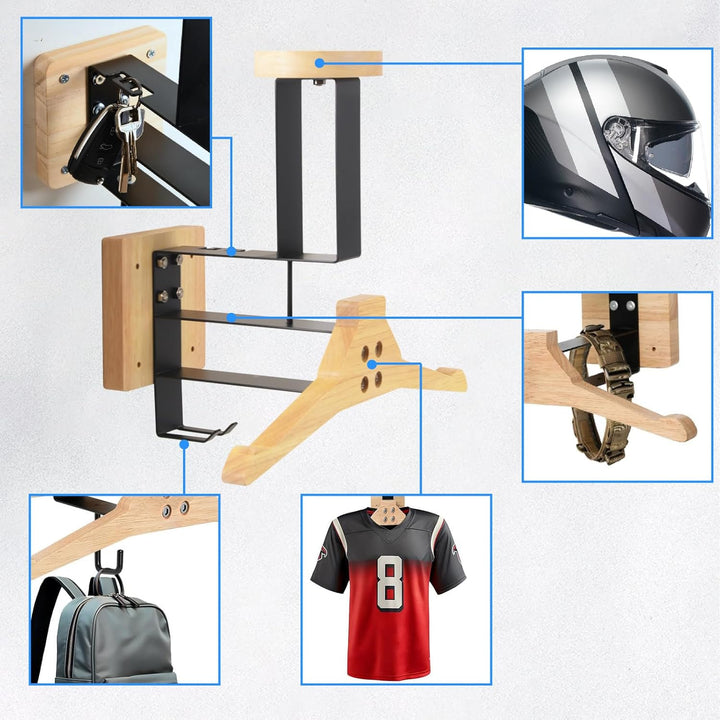 Helmhalterung Wand, Motorrad Garderobe, Motorradhelm Halterung Wand, Helm Halterung Wand für Motorra