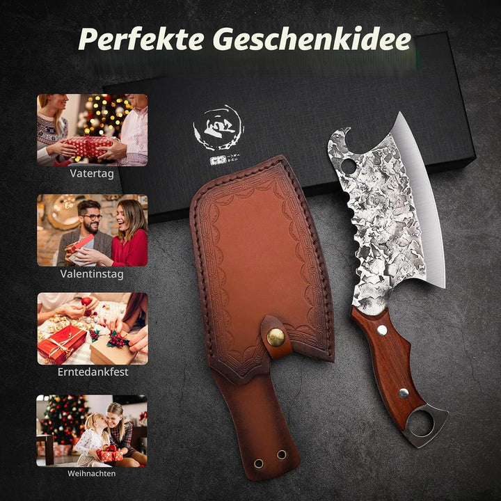 Dragon Riot Hackmesser mit Holzgriff, Küchenmesser Scharf Hackbeil Kochmesser Profi Messer Handgesch