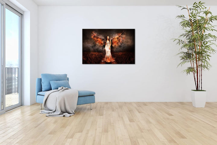 deyoli feuriger Engel Format: 60x40 als Leinwandbild, Motiv fertig gerahmt auf Echtholzrahmen, Hochw