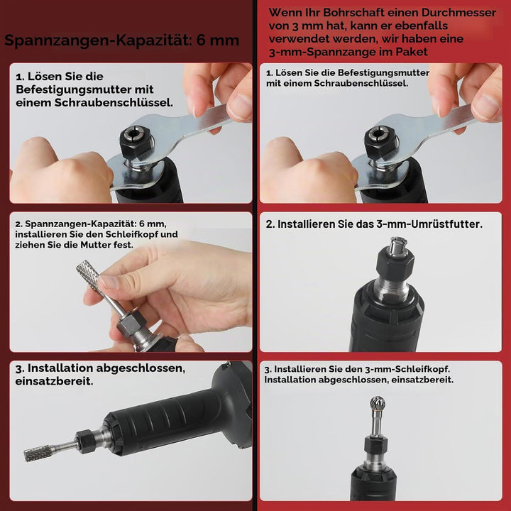 Akku Geradschleifer Kompatibel mit milwaukee M18 18V Akku, 24000RPM Bürstenloser Geradschleifer 6mm