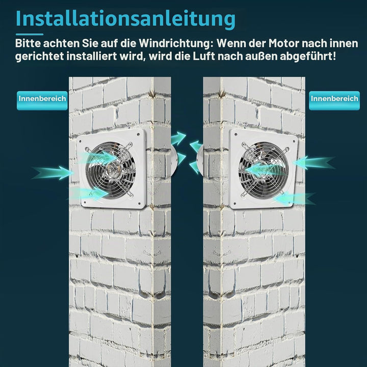 150mm Abluftventilator 600m³/h, Badlüfter Leiser mit Rücklaufklappe Schalter Stecker, IP44 Wasserdic
