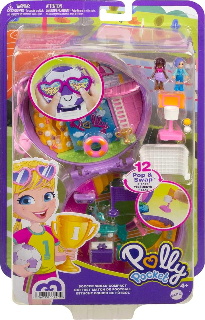 Polly Pocket HCG14 - Fussballmannschaft, Sportthema mit Micro Bella &amp; Freundespuppen, 5 Überraschung