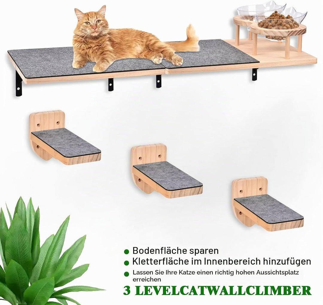 Wand montierte Katze Hängematte Katze Wandregale mit 2 Katze Nahrung Schalen und 3 Schritte, 2pc Kat