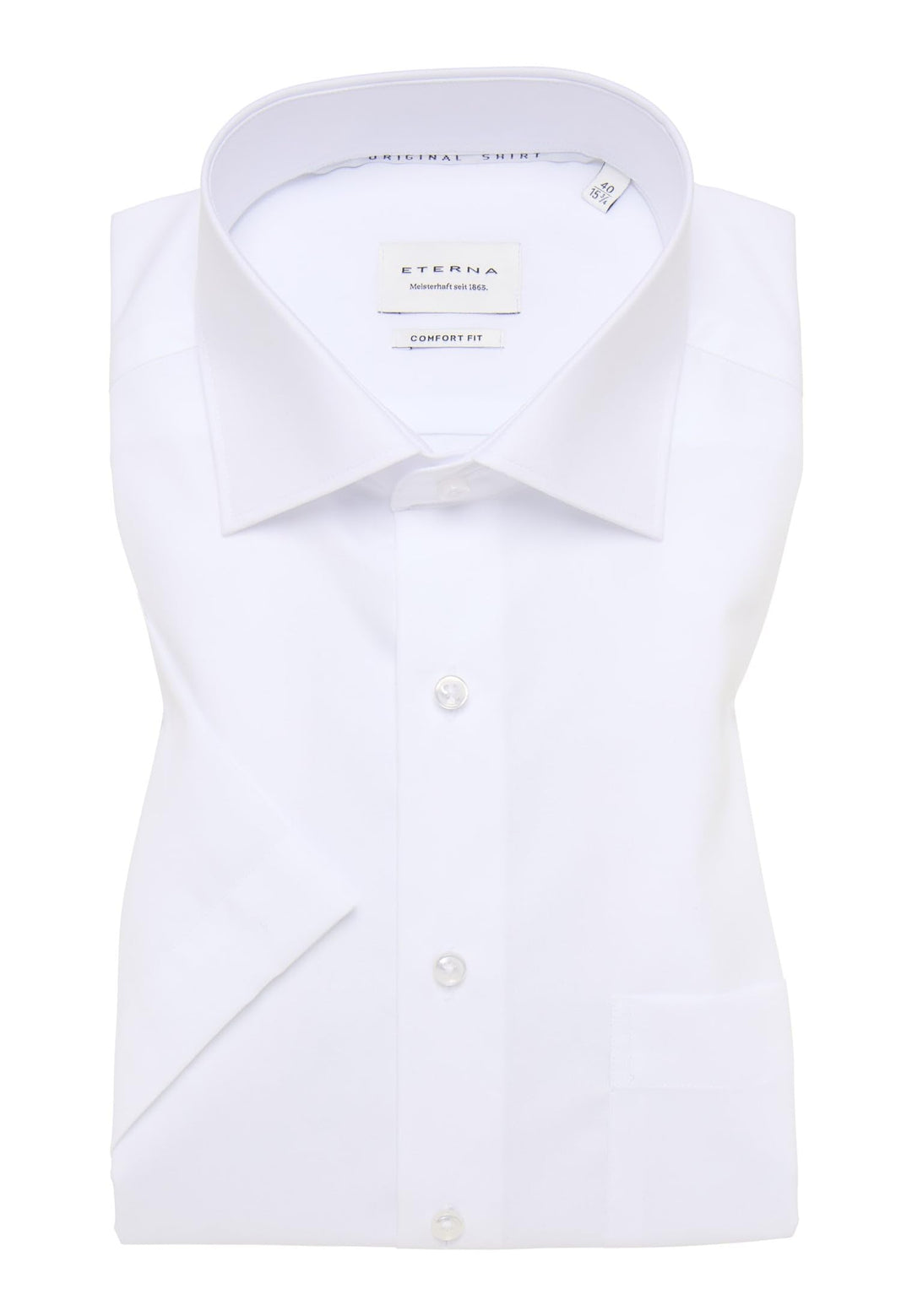 ETERNA Herren Businesshemd Kurzarm Comfort FIT | Uni | Bügelfrei | Kent Kragen 43 Weiss (_00_), 43 W