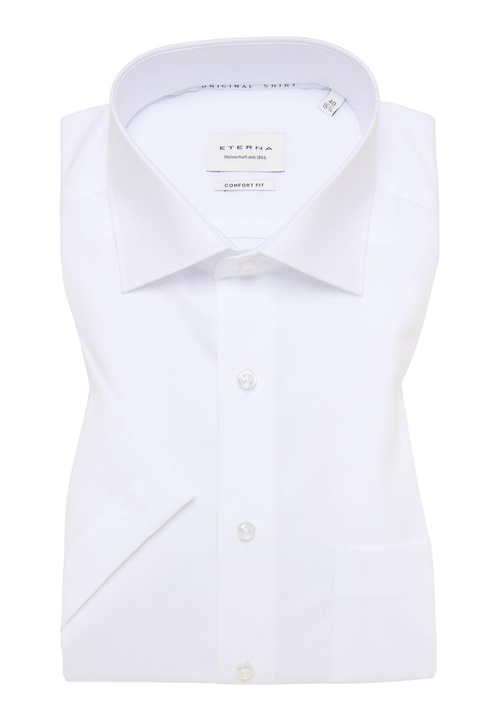 ETERNA Herren Businesshemd Kurzarm Comfort FIT | Uni | Bügelfrei | Kent Kragen 43 Weiss (_00_), 43 W