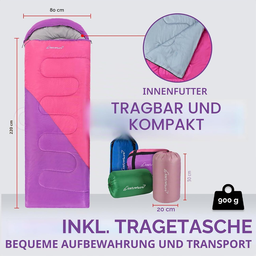 Clostnature Leichter Camping Schlafsack, 3-4 Jahreszeiten Deckenschlafsack Violett 0.9 KG, Violett 0