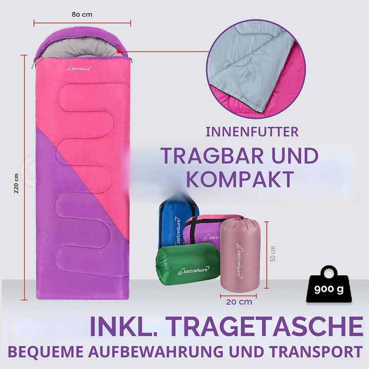 Clostnature Leichter Camping Schlafsack, 3-4 Jahreszeiten Deckenschlafsack Violett 0.9 KG, Violett 0