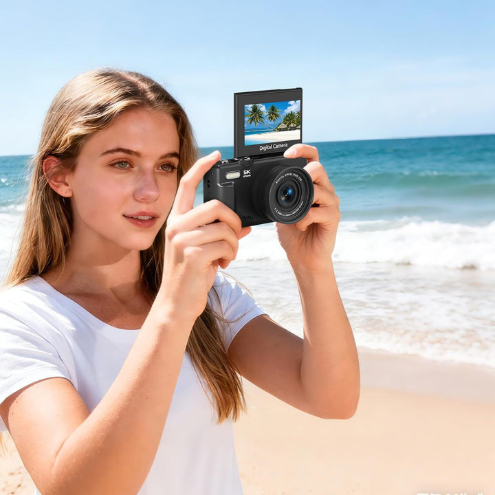 Digitalkamera mit umklappbarem Display 5K Autofokus Vlogging Kamera