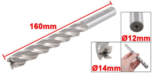 sourcing map Fräser Gerade Schaftfräser 4 Sektflöten 12 mm 14 mm 100 mm